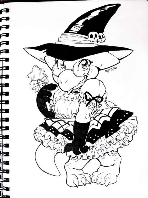 Frilly witch Alphis for Inktober 2016.  Patreon  •  Ko-fi •  Tumblr  •  Inkbunny  •  Furaffinity