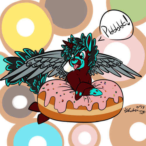 snowydesertfox: Donut pony doodles for my friend @askug and for another friend who doesn’t have a tumblr xD  you owe me art UG :Y  LOOK! AT! HOW! FLUFFY! HE! IS! JUST! GOSH! THE TAIL! THANK YOU FRIENDER THIS IS AWESOME, AND I’VE BEEN CRAVING DONUTS