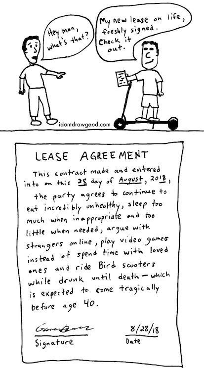 Jeez, how bad was his original lease? (comic by gd)More from 3 guys who don’t draw good: Instagram |