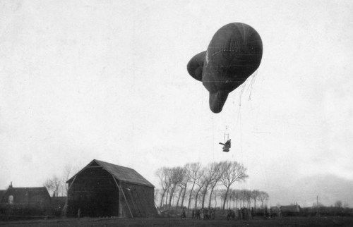 A German Type Ae 800 observation balloon ascending during WW1.