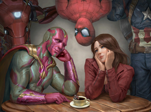 league-of-extraordinarycomics:  Vision & Scarlet Witch by Iqnatius Budi.