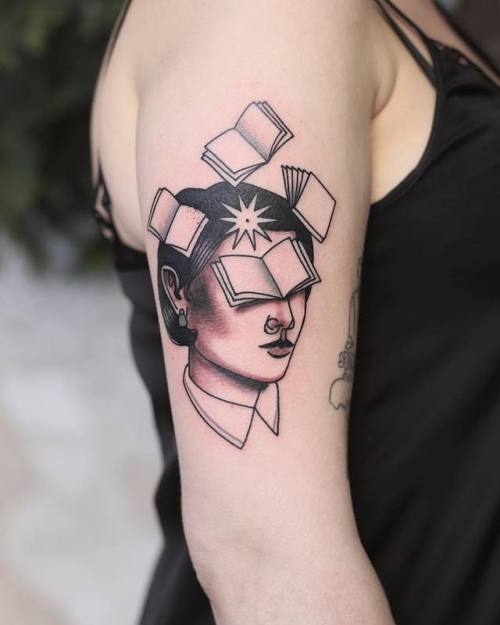 electrictattoos: patryk-hilton: Books rules everything around me Thanx Olivia #patrykhilton #bydgosz