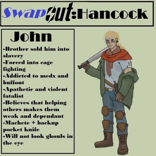 shitty-fallout-art:Don’t let the picture fool you, hancock is still short in this au (profile 