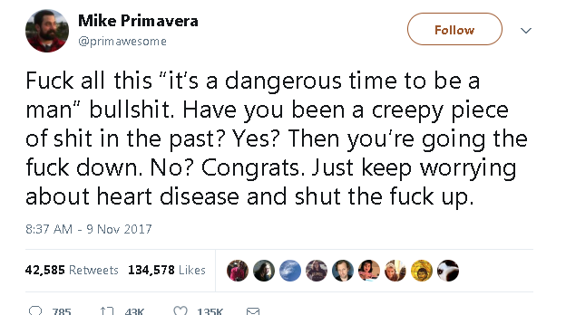 randaness:Anyone who thinks “it’s a dangerous time to be a man” either doesn’t