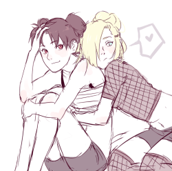 papabay:  Ino and Tenten being dorky friends.