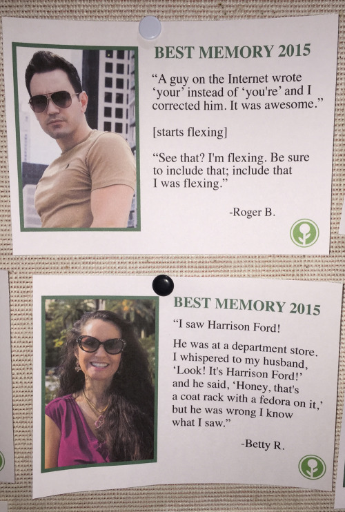 obviousplant: I wrote some fake ‘Best Memories of 2015′ and left them on a communi