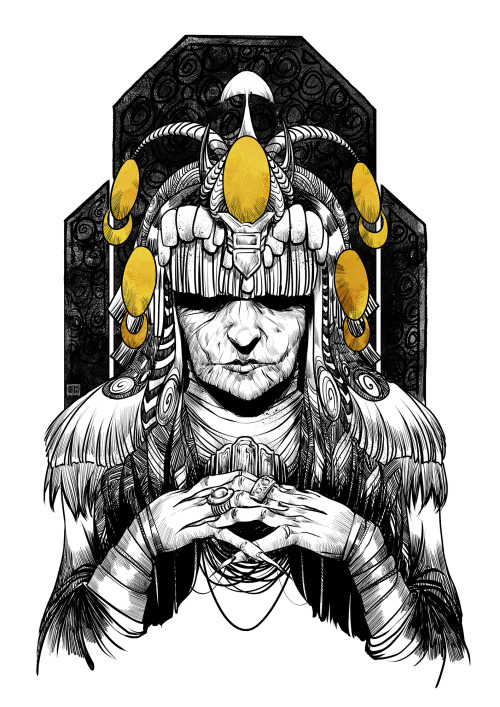 autumntavern: Inktober 2019 Day23: Ancient The matriarch of a nomadic clan. —– twitterinstagram Redbubble 