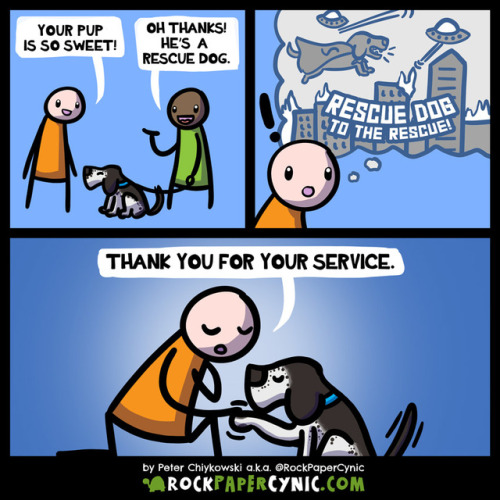 rockpapercynic: Every rescue dog is a hero in my books! PS: If you’re thinking about getting a pet, 