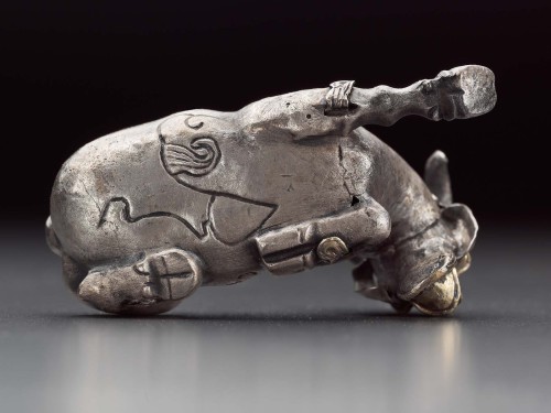 archaicwonder:Proto-Elamite Silver and Gold Plated Mountain Goat, Susa, Iran, C. 3500-2700 BC The Pr