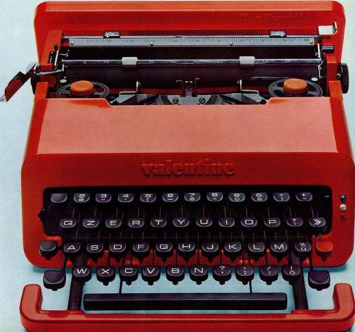 Ettore Sottsass & Hans von Klier, typewriter Olivetti Studio 45. Sottsass & Perry King, type