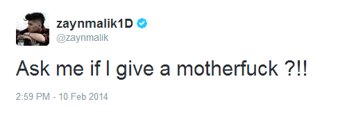 oopsitskyra:  Me: motherfuck?  Zayn: motherfuck.