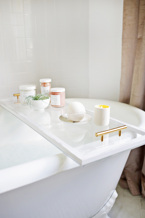 Lucite Bathtub Caddy | A Beautiful MessI sadly don’t have a bathtub at home. Sigh. One day. But I’ve
