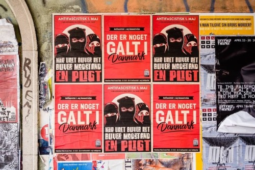 Posters promoting the 2019 antifascist May Day rally in Copenhagen