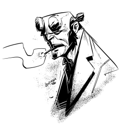 Hellboy head sketch by DerekLaufman 
