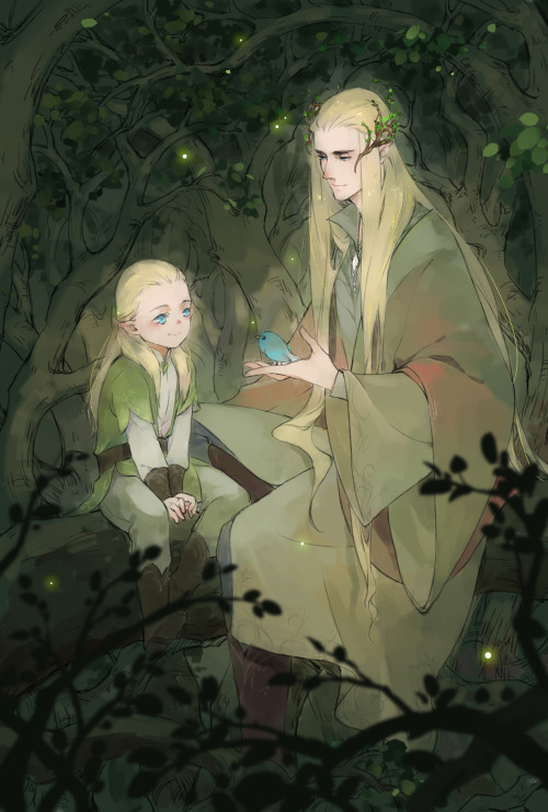 Thranduil  and Legolas by 布丁 