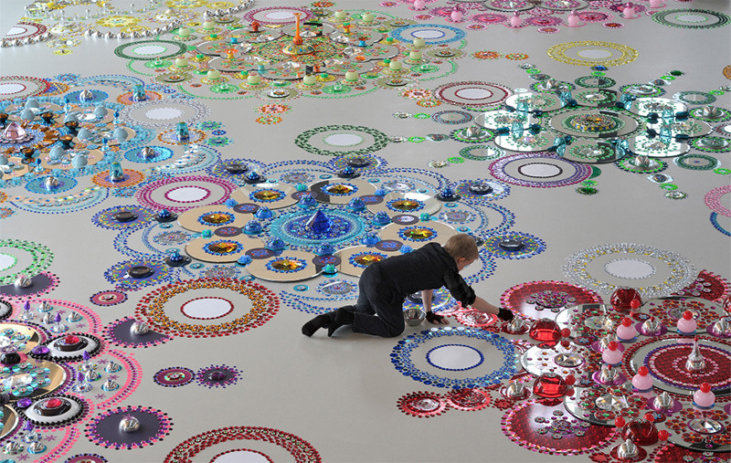 itscolossal:  Kaleidoscopic Floor Installations Made of Mirrors, Crystals and Glass