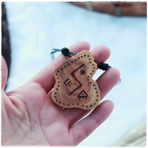 Sun amulet, made with shamanic runes. Only one up for grabs at my Etsy store!