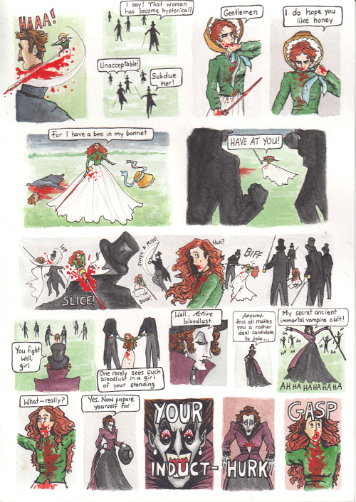 noshirtsinscotland:emilyscartoons:Bloodlust &amp; Bonnets - a short comic I made a while backLas