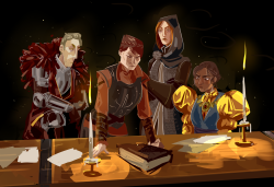 chocodi:  I finished that screencap redraw I was working on of the opening scene! The lovely advisors of the inquisition.