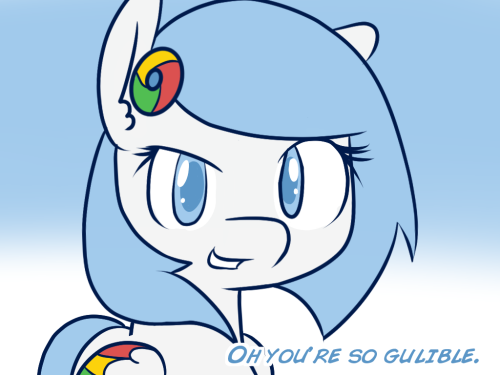 askgooglechrome:  ask-firefox:  askgooglechrome:    Get up already. Silly filly.    hurr bdurr  We are friends now~ Yes? Yes. ((Did you know: There was actually unused frames on this here, one involving something happening to chrome that would turn this