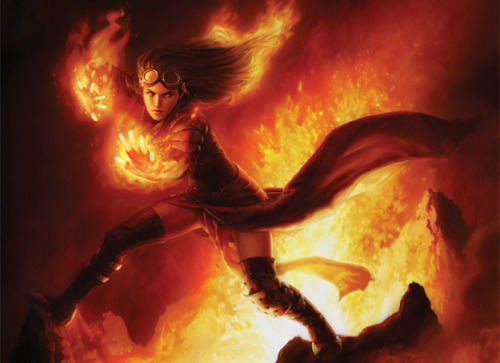 sarkhan-volkswagen:  Faces of the Multiverse” 4/23 Chandra Nalaar: Firebrand, Pyromaster, the Planeswalker set Ablaze.