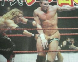 sexywrestlersspot: An old pic of Randy’s cock being exposed. Enjoy! Follow for more hot pics of the hottest men in wrestling:http://sexywrestlersspot.tumblr.com/ 