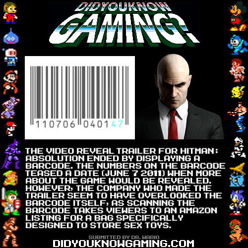 didyouknowgaming:  Hitman: Absolution.  http://www.gameinformer.com/b/news/archive/2011/05/10/hitman-barcode.aspx adult photos