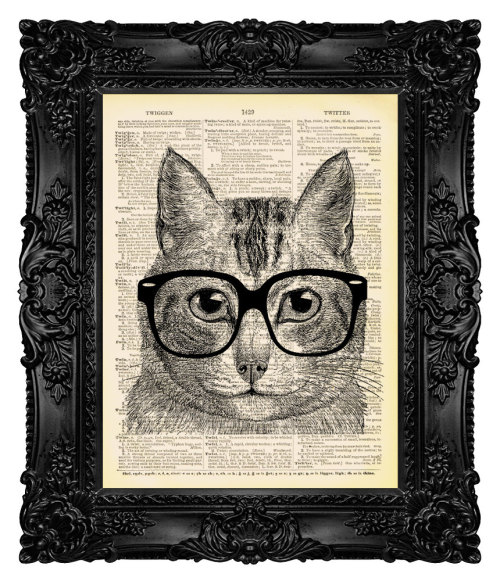 Cat Decor Home OFFICE DECOR Cute Office Decor Cat Wall Art Prints for Boys Room Tabby Cat Nerdy Gift