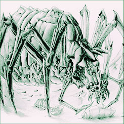  lotr meme: six creatures | Ungoliant [and the giant spiders]  “And still she thirsted, and going to the Wells of Varda she drank them dry; but Ungoliant belched forth black vapours as she drank, and swelled to a shape so vast and hideous that