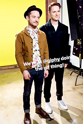 olympain: elijah wood and samuel barnett goofing around at buzzfeednews 