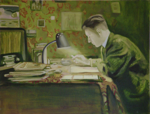 The Student    -    Monique Broekman, 2002.Dutch,b.1967-oil on canvas, 50 x 65 cm.