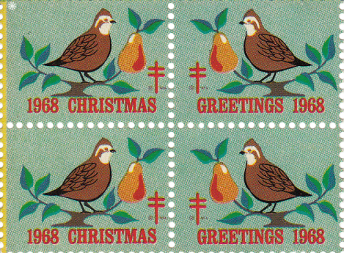 thegroovyarchives:1968 American Lung Association Christmas Seals