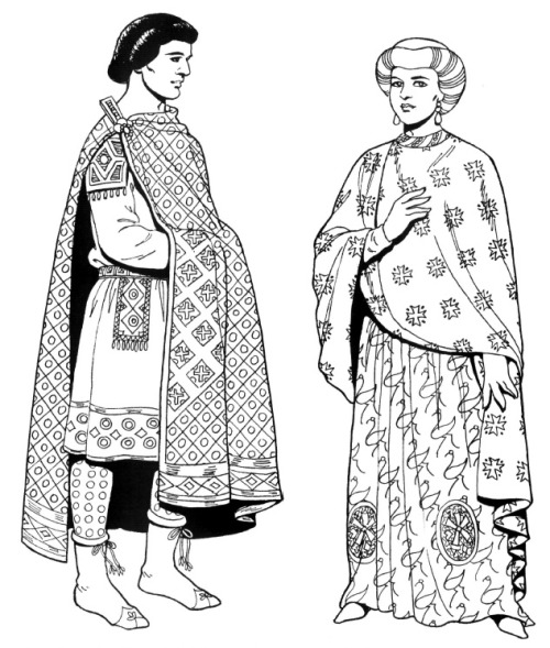 sartorialadventure: Byzantine clothing from a Tom Tierney coloring book The Byzantine Empire, also r