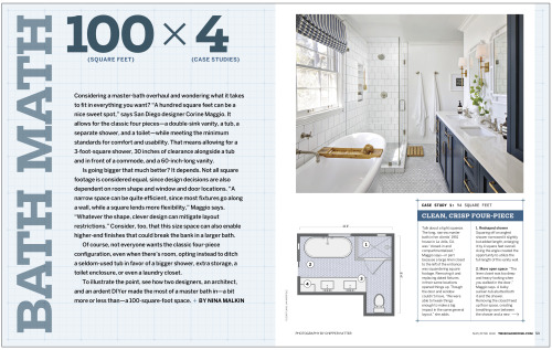 Bath Math: A roundup of master bath renovations, via the May/June issue of This Old House magazine. 