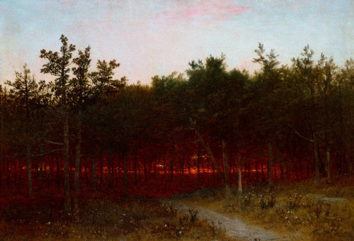 fleurdulys:Twilight in the Cedars at Darien, Connecticut - John Frederick Kensett 1872