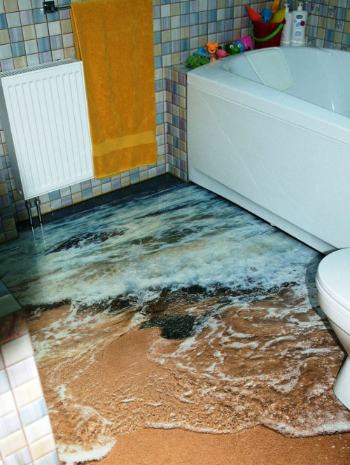 sheekeepsmewarm:odditymall:This company makes epoxy flooring that turns your bathroom or kitchen int