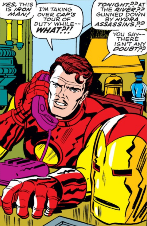 tony-stark-ing: When you get the call that your boyfriend died. Captain America (1968) issue #112