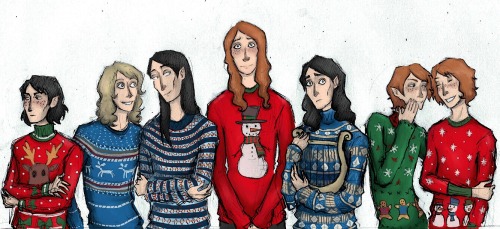 nazgulinthedogpark:It’s too early, but I couldn’t wait, so have Fëanorians in Christmas sweaters.