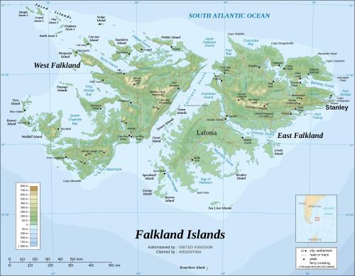 mapsontheweb:The Falkland Islands are an archipelago in the South Atlantic Ocean, located 300 miles 