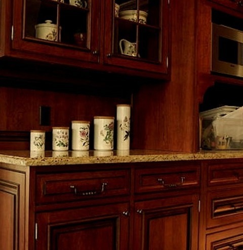 New York Pantry Example Of A Small Mid-century Modern Galley Medium Tone Wood Floor Kitchen Pantry Design