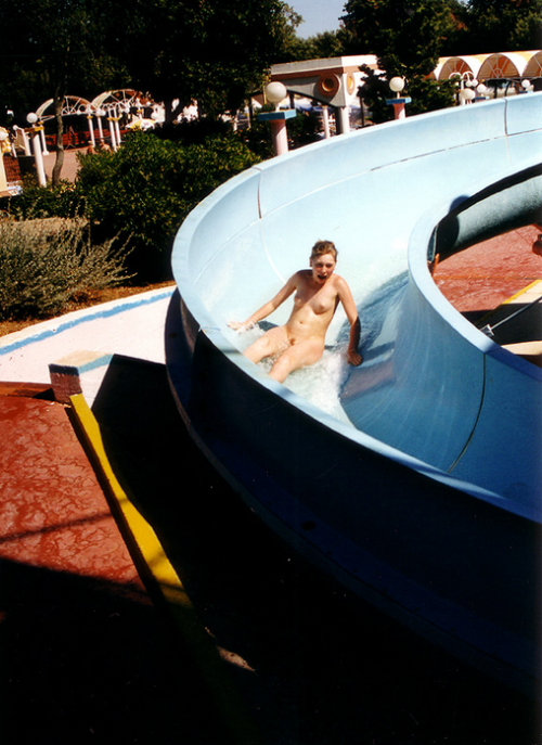 bjornroger: Tube sliding are more fun naked! A bathing suite will only slow you down…