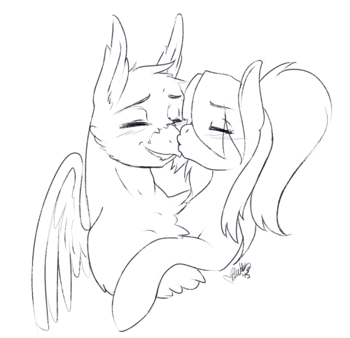 Sketch commmission for MrBity of Harpy and Sweet Tea having a little smooch!
