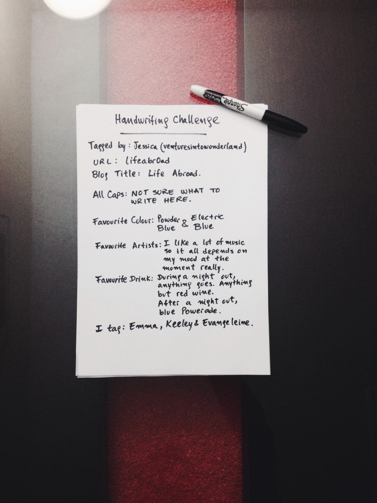  – Handwriting Challenge – Thank you very much venturesintowonderland for