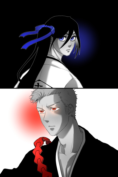 Some blue x red ichiruki drawings I’ve done since the bleach exhibition key visuals droppedHap