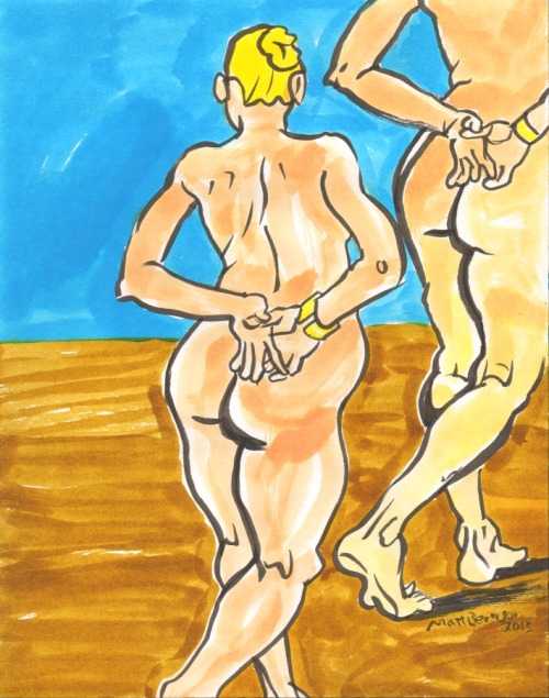 Figure drawings, 11"x14", ink and watercolor on paper, Matt Bernson 2013