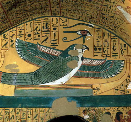 Ptah-Seker-Osiris on a Solar BarqueDetail of a painting depicts god Ptah-Sokar-Osiris in the form of