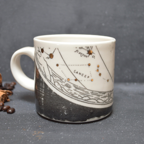 sosuperawesome:Screenprinted and gold luster painted cups by saltandearthceramics on Etsy• So Super 