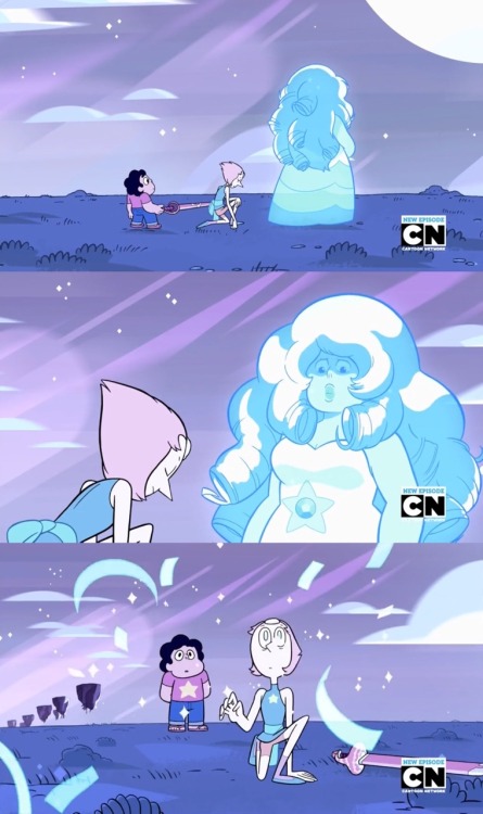 tiniest-punk:stevemanrp:jay-oracle:So everyone’s talking about Rose/Pearl’s relationship and such, but I’d like to point out another interesting thing about this episode.When Pearl makes holo-rose, she’s recreating the scene. She repeats it, word