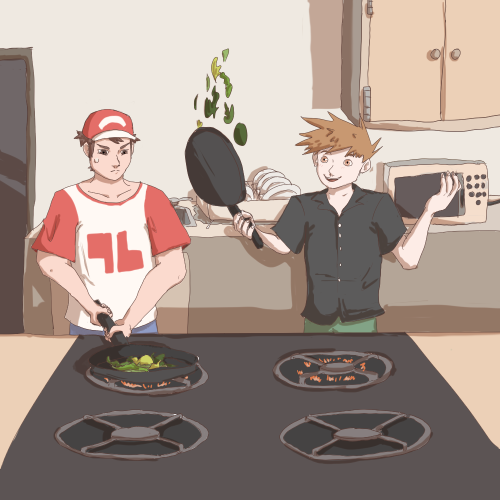 Desklampninja:headcanon: Red Never Learned How To Cook Well Since He Spent His Teenage