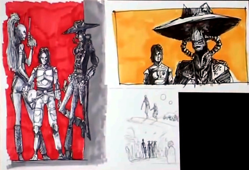 mandowords:Dave Filoni Boba Fett & Cad Bane story arc sketches shown at SDCC 2018